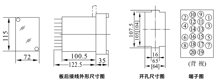 JZB-202/7板后接线安装尺寸图