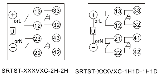 SRTST-220VDC-2H-2H-C内部接线图